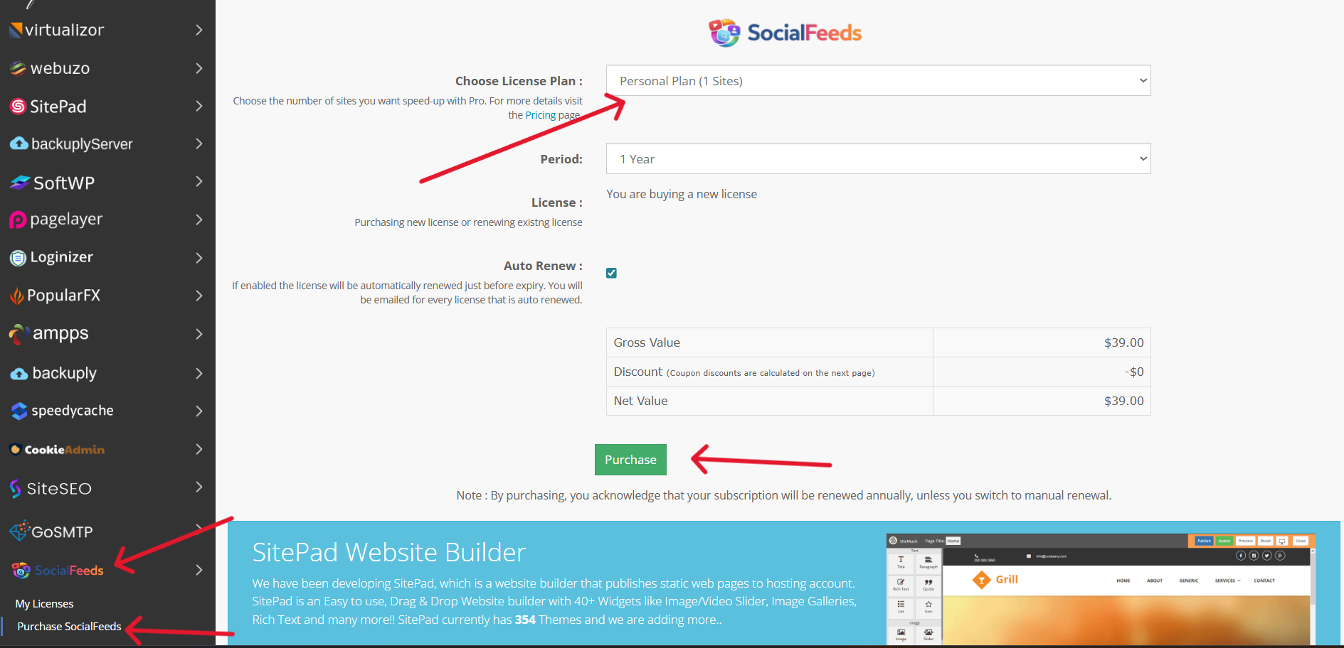 SocialFeeds-buy-pro-page