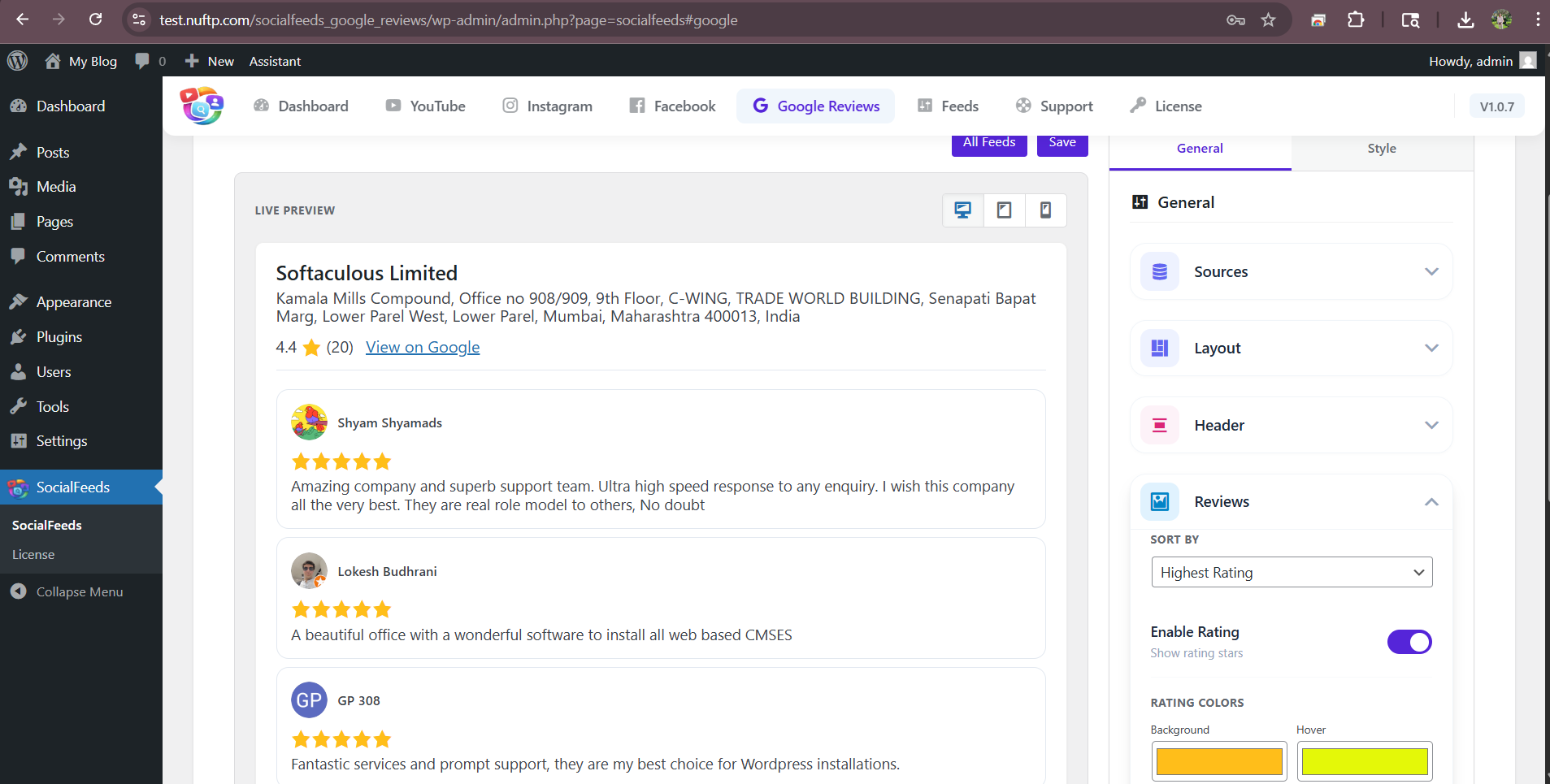 Google-reviews feeds